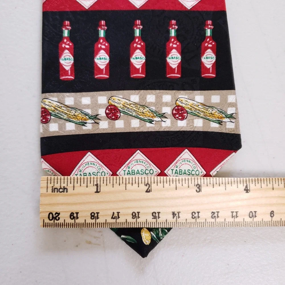 Tabasco Tie Novelty Food‎ Print Necktie Red Black Lobster Crab Pepper Menswear